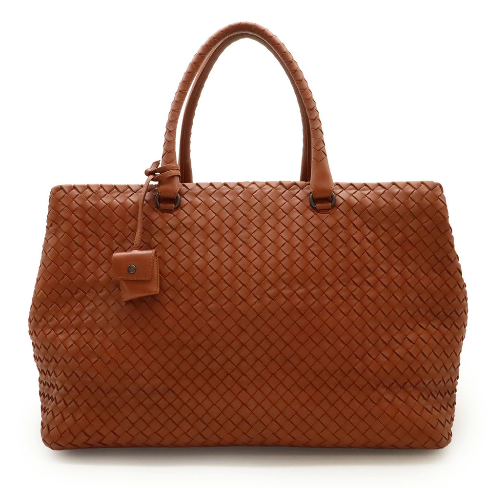 BOTTEGA VENETA Intrecciato Boston Bag Travel Handbag Leather Terracotta Brown